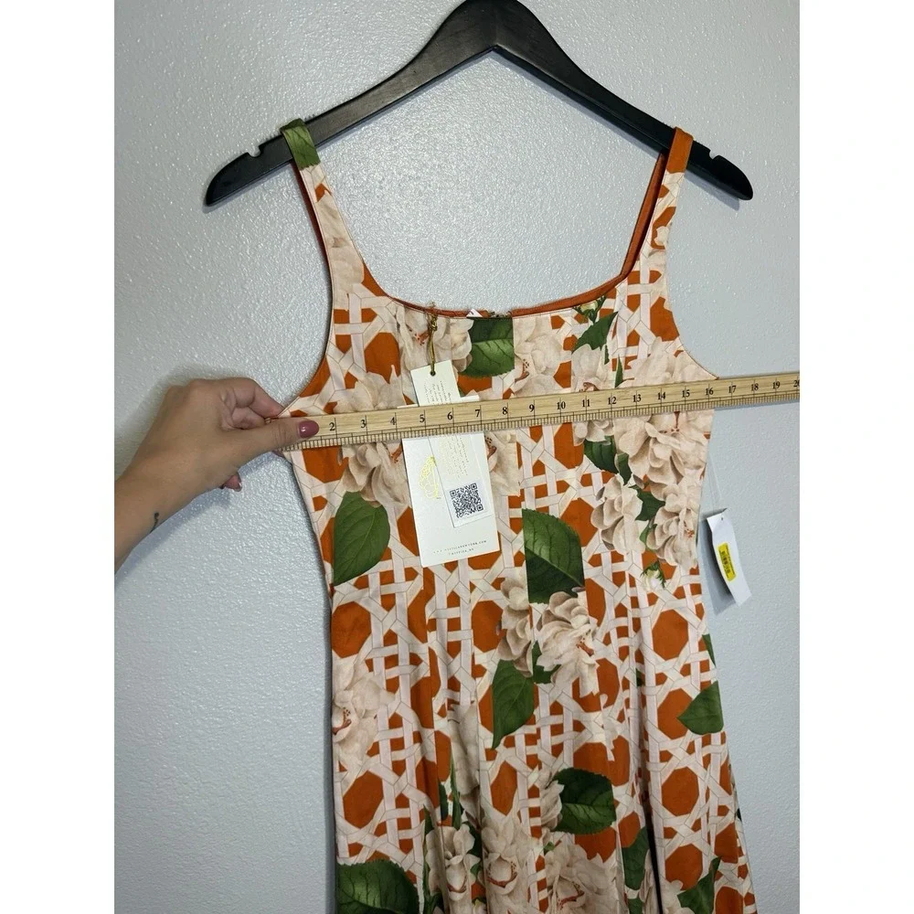 MESTIZA‎ NEW YORK YVETTE MIDI DRESS REVERSIBLE DOTTED FLORAL SUNKISSED SIZE 8 US